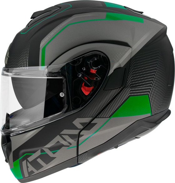 Casca Moto Flip-Up Atom SV Quark A6 Matt Fluor Green