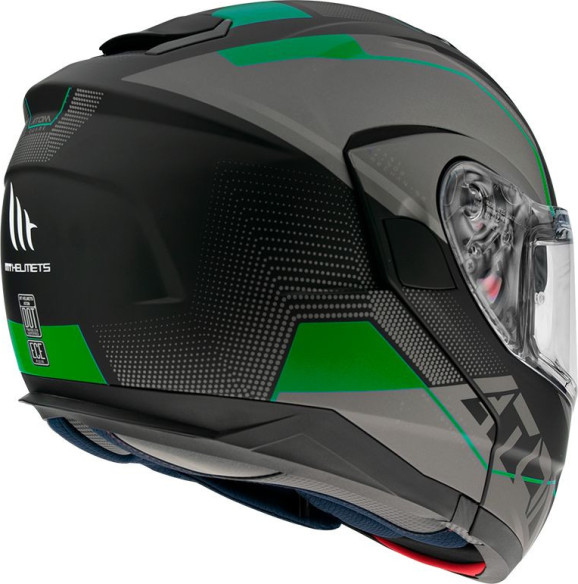 Casca Moto Flip-Up Atom SV Quark A6 Matt Fluor Green