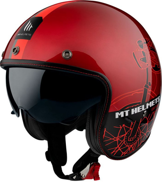 Casca Moto Jet Caf? Racer B5 Gloss Red