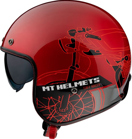 Casca Moto Jet Caf? Racer B5 Gloss Red