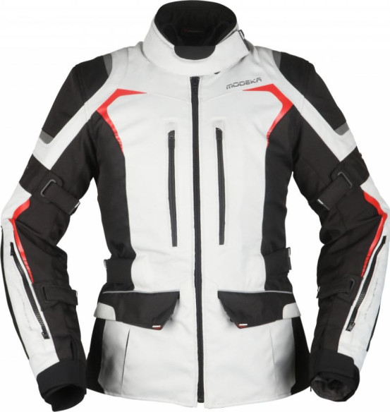Geaca Moto Textila Dama Elaya Ashen Black/White/Red