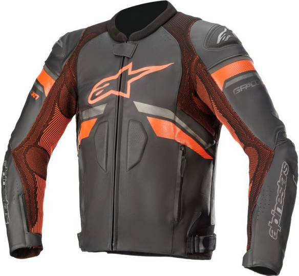 Geaca Moto Piele GP PLUS R V3 Rideknit Black/Red Fluo