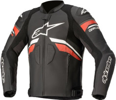 Geaca Moto Piele GP PLUS R V3 Rideknit Black/White/Red Fluo