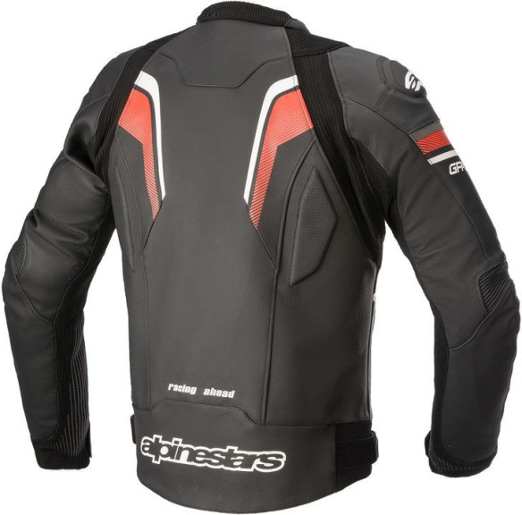 Geaca Moto Piele GP PLUS R V3 Rideknit Black/White/Red Fluo