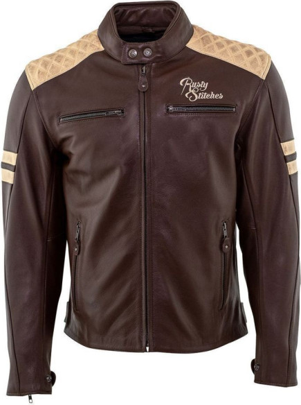Geaca Moto Piele Jack Jari Brown/Beige