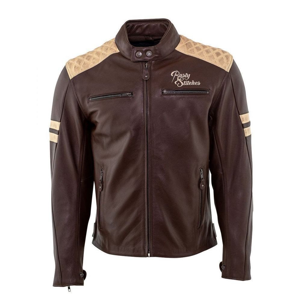 Geaca Moto Piele Jack Jari Brown-Beige | Rusty Stitches 68301-S-166 - Moto24 - Negru-Maro, XXXXL