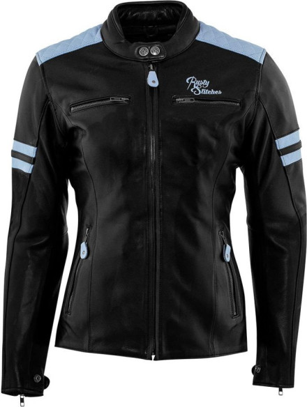 Geaca Moto Piele Dama Jack Joyce Black/Baby Blue
