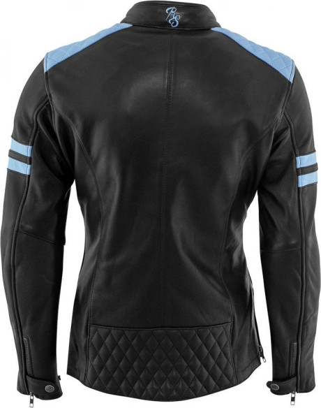 Geaca Moto Piele Dama Jack Joyce Black/Baby Blue