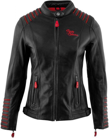 Geaca Moto Piele Dama Amanda Black/Red