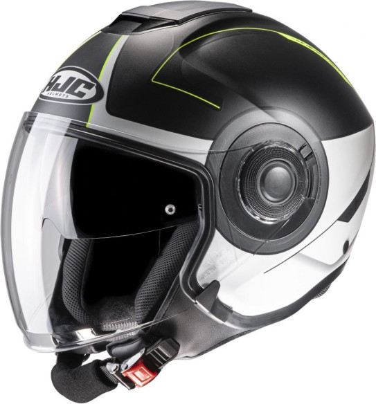 Casca Moto Open Face i40 Panadi Black/White/Yellow Fluo