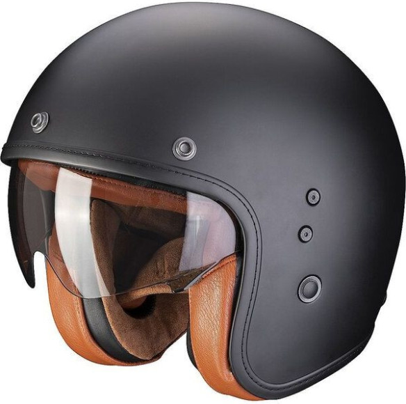 Casca Moto Jet Belfast Evo Luxe Negru Mat