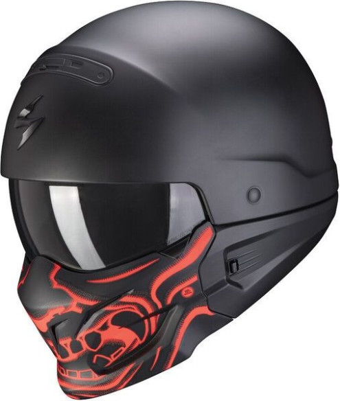 Casca Moto Jet Exo Combat Evo Samurai Negru Mat/Rosu