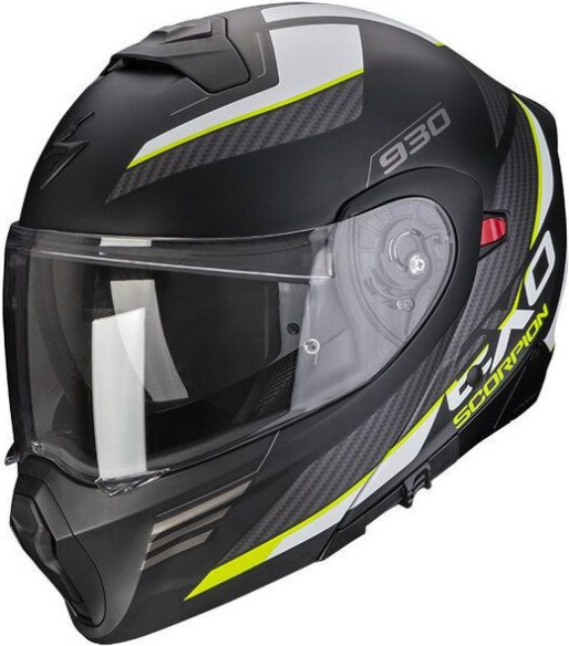 Casca Moto Flip-Up 930 Navig Negru Mat/Galben Fluo