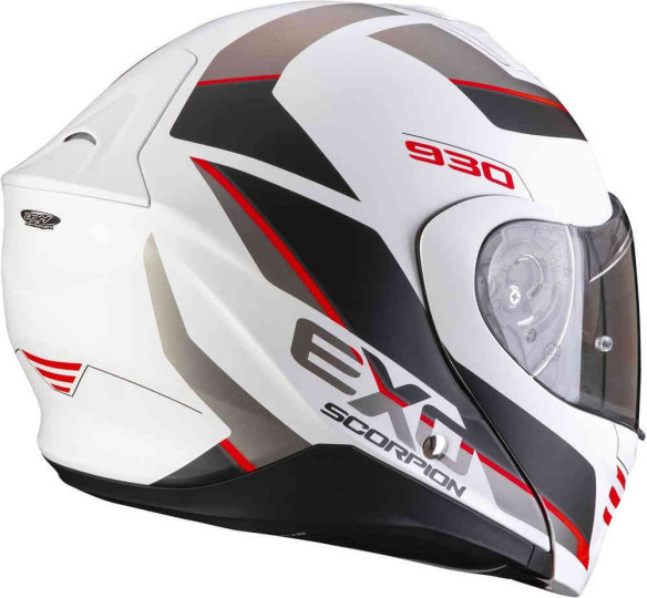 Casca Moto Flip-Up 930 Navig Alb/Negru/Rosu