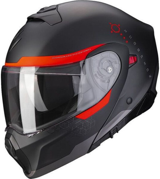 Casca Moto Flip-Up 930 Shot Negru Mat/Rosu