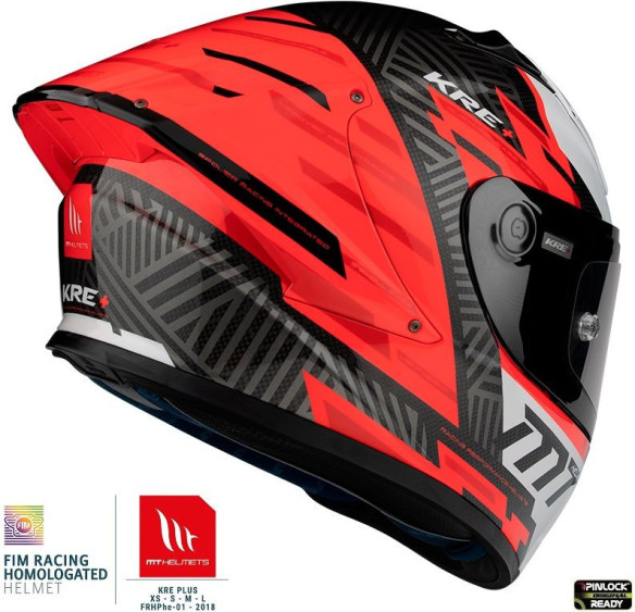 Casca Moto Full-Face KRE+ Carbon Projectile Brush A5 Red/Black