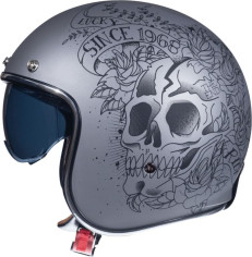 Casca Moto Jet Le Mans 2 SV Skull&Rose A2 Black/Grey