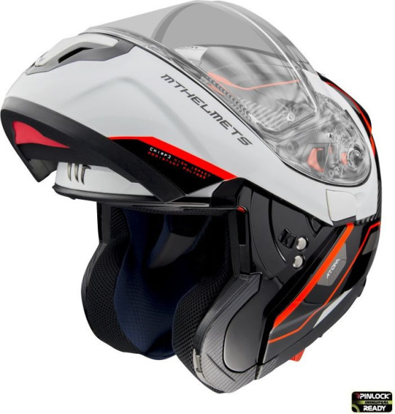 Casca Moto Flip-Up Atom SV Open B5 Black/White/Red