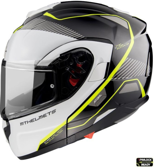 Casca Moto Flip-Up Atom SV Open B3 Black/White/Yellow Fluo