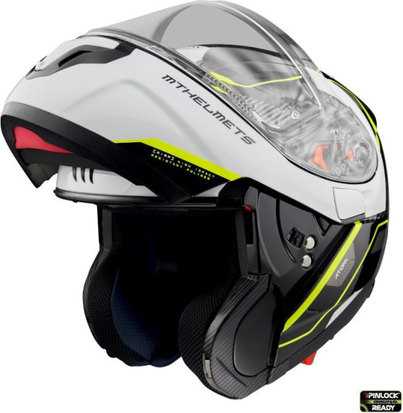 Casca Moto Flip-Up Atom SV Open B3 Black/White/Yellow Fluo