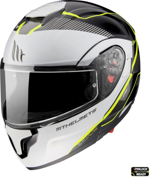 Casca Moto Flip-Up Atom SV Open B3 Black/White/Yellow Fluo