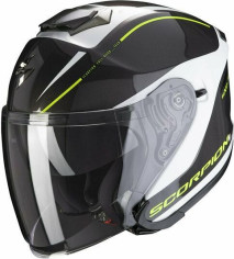 Casca Moto Open-Face/Jet S1 Shadow Alb/Negru/Galben Fluo