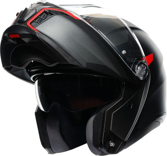Casca Moto Flip-Up E2206 Multi Mplk Frequency Matt Gunmetal/Red