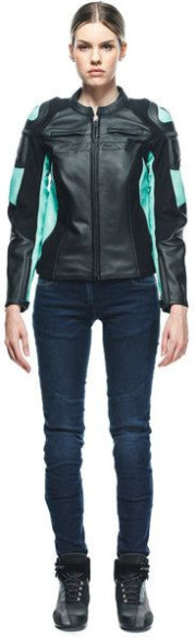 Geaca Moto Piele Dama Racing 4 Black/Acqua-Green 23