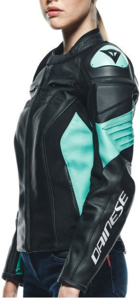 Geaca Moto Piele Dama Racing 4 Black/Acqua-Green 23