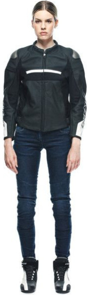 Geaca Moto Piele Dama Rapida Black-Iris/White/Tibetan-Platinum 23