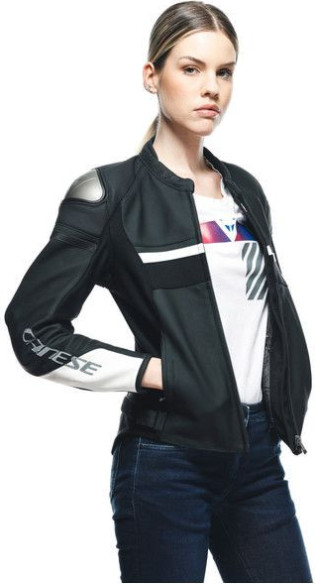 Geaca Moto Piele Dama Rapida Black-Iris/White/Tibetan-Platinum 23