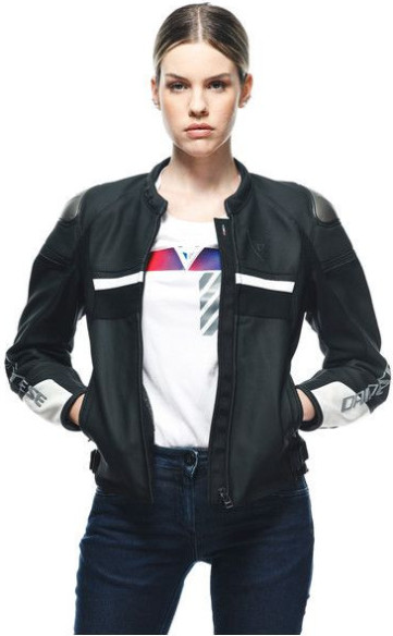 Geaca Moto Piele Dama Rapida Black-Iris/White/Tibetan-Platinum 23