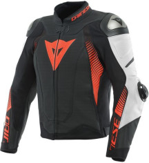 Geaca Moto Piele Super Speed 4 Perf. Black-Matt/White/Fluo-Red 23