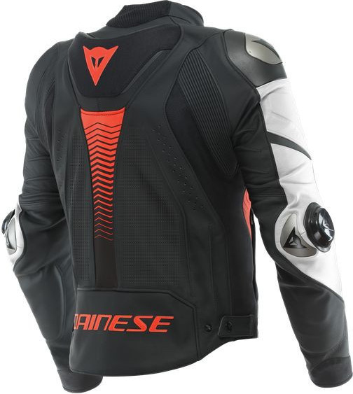Geaca Moto Piele Super Speed 4 Perf. Black-Matt/White/Fluo-Red 23