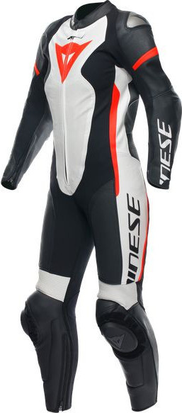 Combinezon Moto Piele Dama Grobnik Perforated 1 PC Black/White/Fluo-Red 23