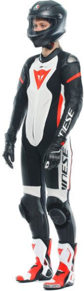 Combinezon Moto Piele Dama Grobnik Perforated 1 PC Black/White/Fluo-Red 23