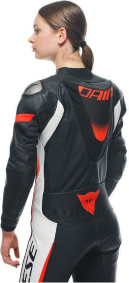 Combinezon Moto Piele Dama Grobnik Perforated 1 PC Black/White/Fluo-Red 23