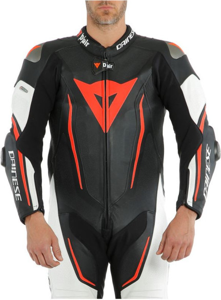 Combinezon Moto Piele Misano 2 D-Air Perforated 1Pc Black/White/Fluo-Red 23