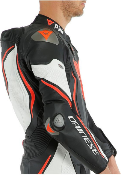 Combinezon Moto Piele Misano 2 D-Air Perforated 1Pc Black/White/Fluo-Red 23