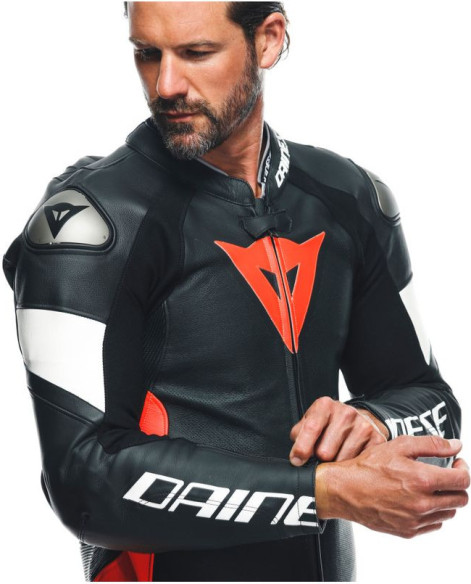 Combinezon Moto Piele Tosa 1 Pcs Perf Black/Fluo-Red/White 23