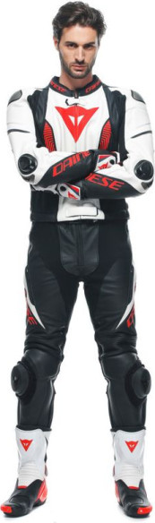 Combinezon Moto Piele Laguna Seca 5 2Pcs Black/White/Lava-Red 23
