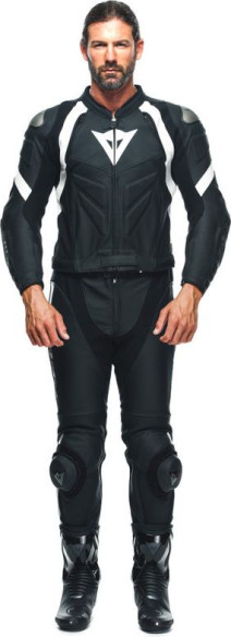 Combinezon Moto Piele Avro 4 2Pcs Black-Matt/Black-Matt/White 23