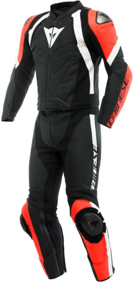 Combinezon Moto Piele Avro 4 2Pcs Black-Matt/Fluo-Red/White 23