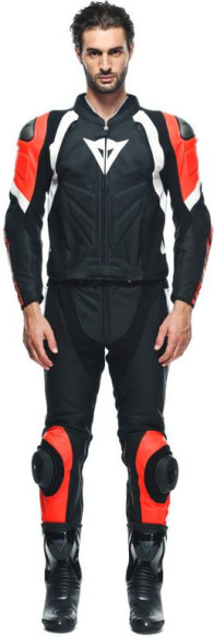 Combinezon Moto Piele Avro 4 2Pcs Black-Matt/Fluo-Red/White 23