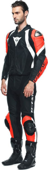 Combinezon Moto Piele Avro 4 2Pcs Black-Matt/Fluo-Red/White 23