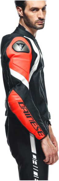 Combinezon Moto Piele Avro 4 2Pcs Black-Matt/Fluo-Red/White 23