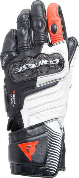 Manusi Moto Piele Dama Carbon 4 Long Black/White/Fluo-Red 23
