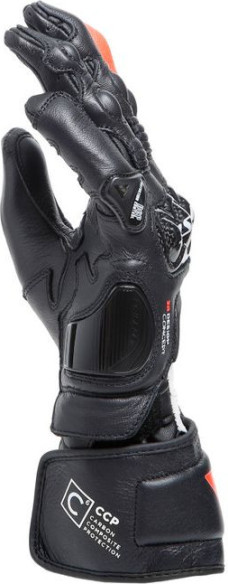 Manusi Moto Piele Dama Carbon 4 Long Black/White/Fluo-Red 23
