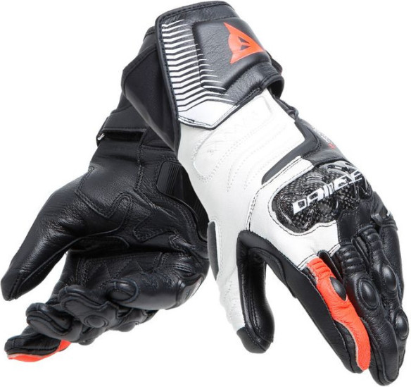 Manusi Moto Piele Dama Carbon 4 Long Black/White/Fluo-Red 23
