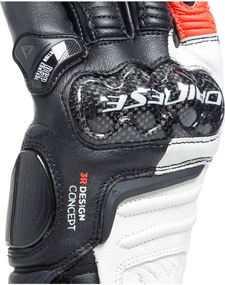 Manusi Moto Piele Dama Carbon 4 Long Black/White/Fluo-Red 23